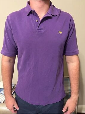 Men's Perlis Purple Short-Sleeve Polo with Embroidered Logo